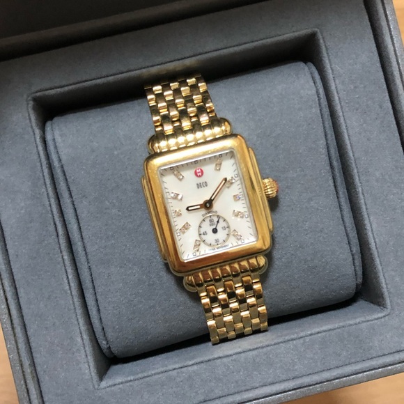 Michele Accessories - AUTHENTIC MICHELE gold deco mid watch MW06V00A9046